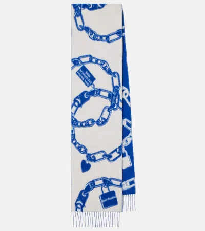 Acne Studios Wool And Alpaca-blend Jacquard Scarf In Blue