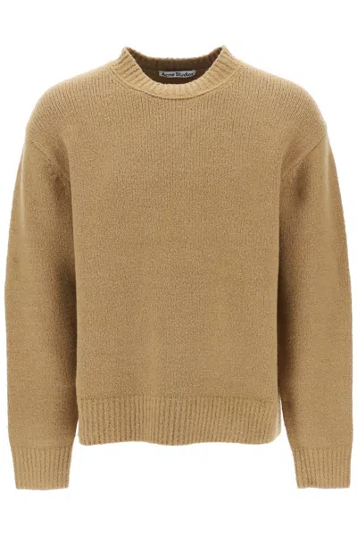 Acne Studios Wool And Cotton Crew-neck Sweater For Men In Beige