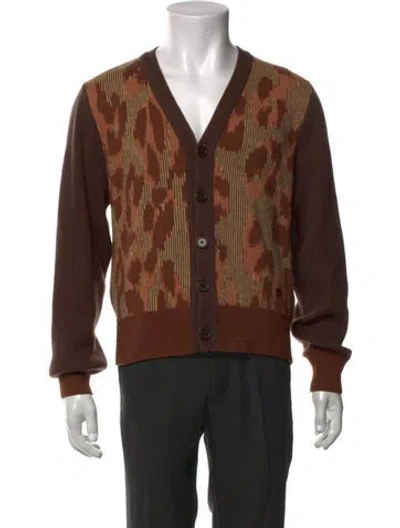 Pre-owned Acne Studios Wool Animal Print Cardigan In Brown