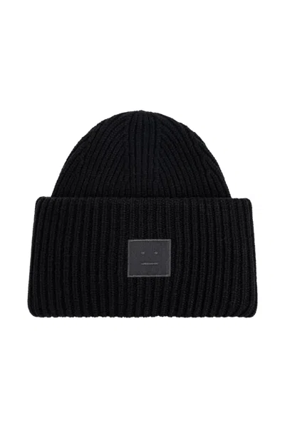 Acne Studios Wool Beanie With Logo In Brown
