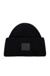 Acne Studios Wool Beanie With Logo In Black