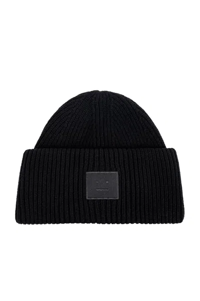 Acne Studios Wool Beanie With Logo In Black