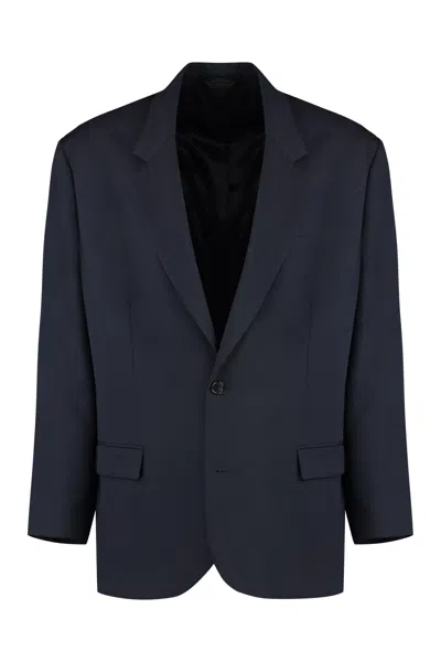 Acne Studios Tailored Wool Blend Blazer With Notch Lapel In Blue