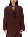 Acne Studios Wool Blend Jacket In Burgundy