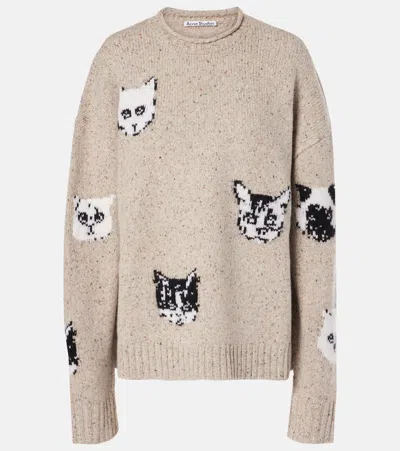 Acne Studios Intarsia Wool-blend Sweater In Beige