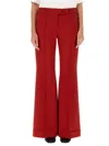 Acne Studios Wool Blend Pants With Button Closure And Belt Loops For Women In Red