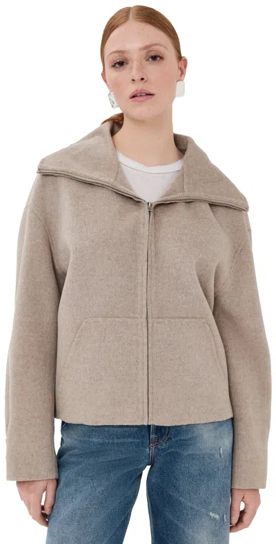 Acne Studios Wool Cashmere Double Jacket Oatmeal Melange In Brown