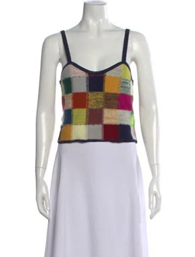 Pre-owned Acne Studios Wool Colorblock Pattern Crop Top In Blue
