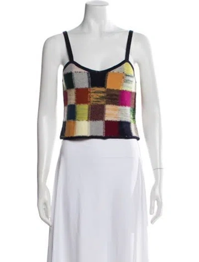 Pre-owned Acne Studios Wool Colorblock Pattern Crop Top In Blue