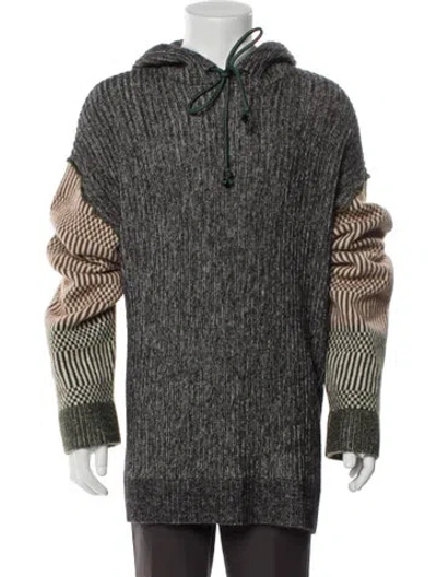 Pre-owned Acne Studios Wool Colorblock Pattern Hoodie In Gray