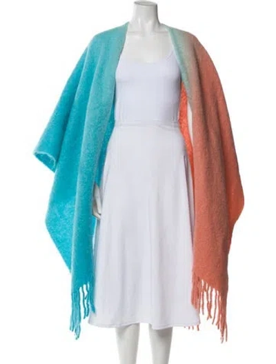 Pre-owned Acne Studios Wool Colorblock Pattern Scarf In Blue