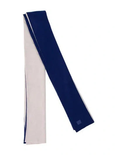 Pre-owned Acne Studios Wool Colorblock Pattern Scarf In Blue