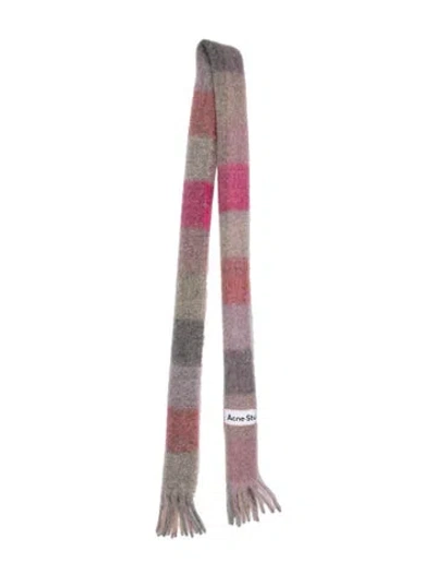 Pre-owned Acne Studios Wool Colorblock Pattern Scarf In Purple