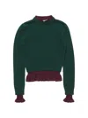 Acne Studios Ruffled Layered-effect Sweater In Green