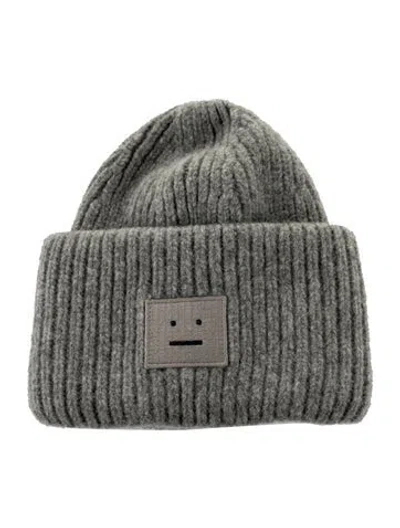 Pre-owned Acne Studios Wool Embroidered Beanie In Gray