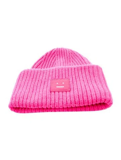 Pre-owned Acne Studios Wool Embroidered Beanie In Pink