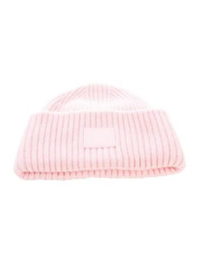 Pre-owned Acne Studios Wool Embroidered Beanie In Pink