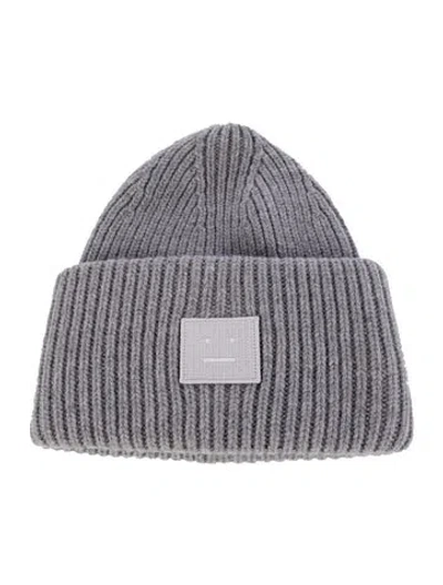 Pre-owned Acne Studios Wool Embroidered Beanie W/tags In Gray