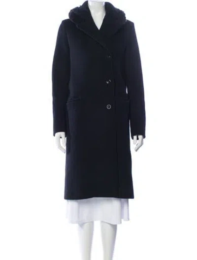 Pre-owned Acne Studios Wool Faux Fur Coat In Blue