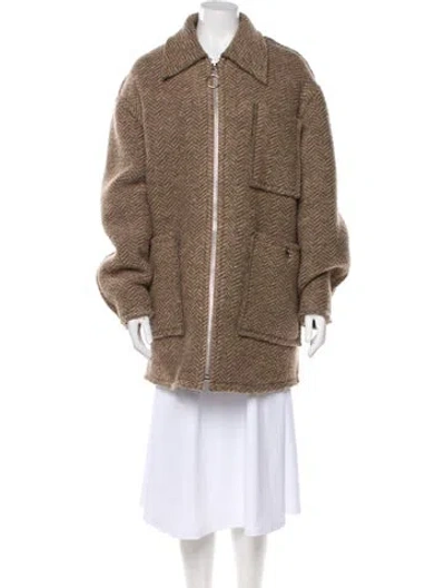 Pre-owned Acne Studios Wool Faux Fur Coat In Neutral