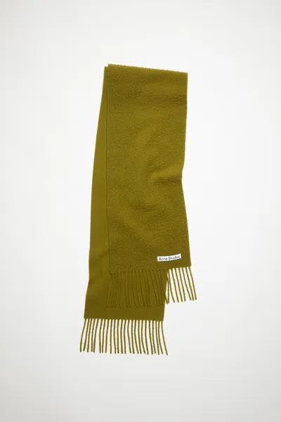 Acne Studios Wool Fringe Scarf In Olive Green
