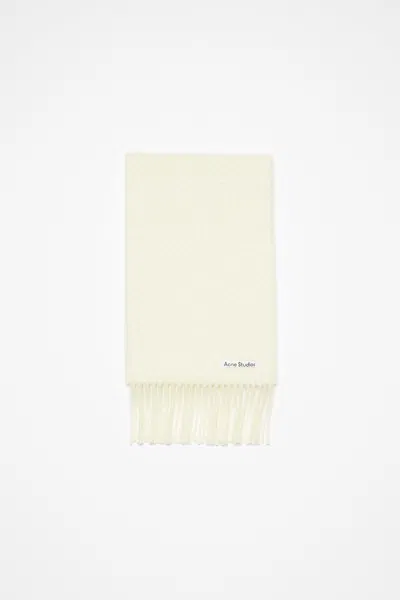 Acne Studios Logo Detailed Fringed Edge Scarf In Warm White