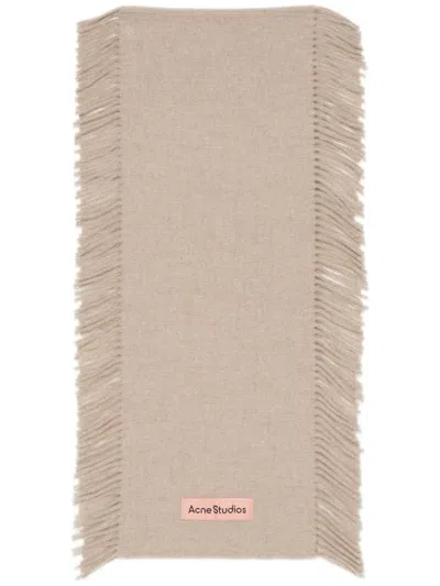 Acne Studios Fringe Wool Scarf In Nude