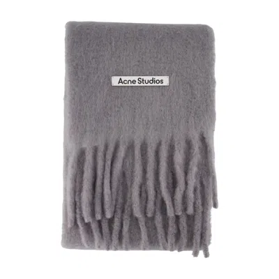 Acne Studios Wool Fringed Scarf In Gray