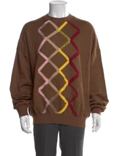 Pre-owned Acne Studios Wool Graphic Print Pullover W/ Tags In Brown