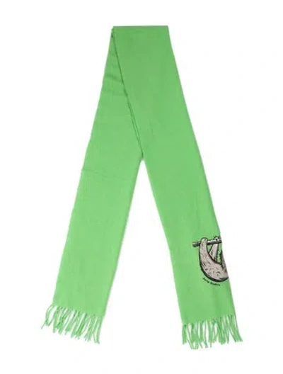 Pre-owned Acne Studios Wool Graphic Print Scarf In Green