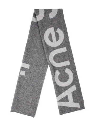 Pre-owned Acne Studios Wool Graphic Print Scarf In Grey