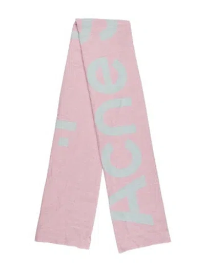 Pre-owned Acne Studios Wool Graphic Print Scarf In Pink