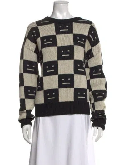 Pre-owned Acne Studios Wool Graphic Print Sweater In Black/neutrals