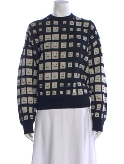 Pre-owned Acne Studios Wool Graphic Print Sweater In Blue