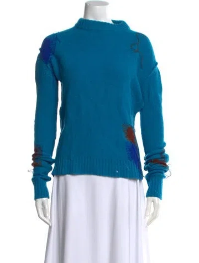 Pre-owned Acne Studios Wool Graphic Print Sweater In Blue