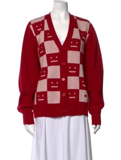 Pre-owned Acne Studios Wool Graphic Print Sweater In Red