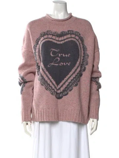 Pre-owned Acne Studios Wool Graphic Print Sweater W/ Tags In Pink