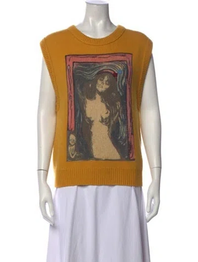 Pre-owned Acne Studios Wool Graphic Print Sweater In Yellow