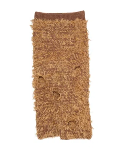 Acne Studios Wool Hollowed-out Skirt In Brown