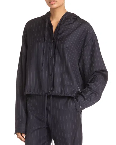 Acne Studios Wool Hooded Button Front Top In Blue