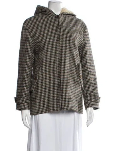 Pre-owned Acne Studios Wool Houndstooth Print Coat In Brown
