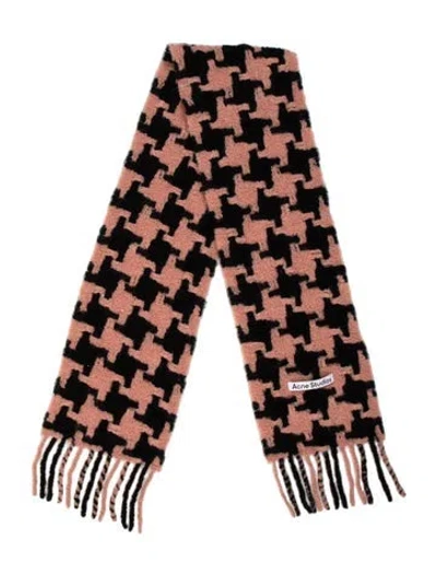 Pre-owned Acne Studios Wool Houndstooth Print Scarf In Pink