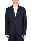 Acne Studios Signature Wool Jacket With Notched Lapels In Blue