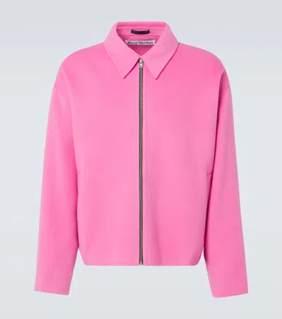 Acne Studios Logo-embossed Leather Jacket In Pink