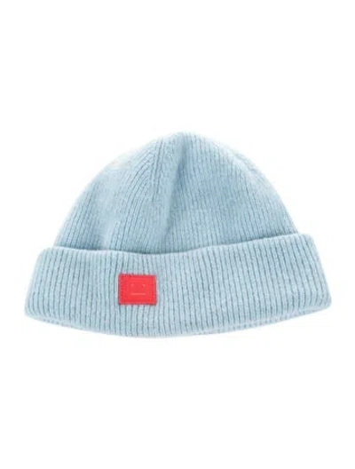 Pre-owned Acne Studios Wool Knit Embroidered Beanie In Blue