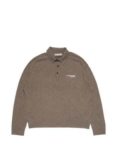 Acne Studios Wool Knit Polo In Brown