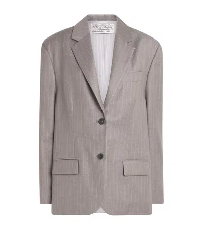 Acne Studios Wool Layered Pinstripe Blazer In Brown