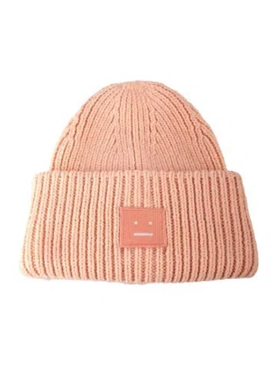 Pre-owned Acne Studios Wool Logo Patch Beanie In Pink