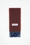 Acne Studios Logo Patch Wool Scarf In Aubergine Blue