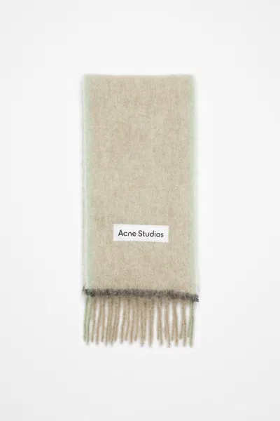 Acne Studios Wool Mohair Scarf - Narrow In Beige,grey